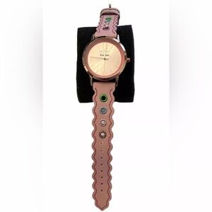 Women's Leather Wrist Watch Isaac Mizrahi Loves Crayola Analog Pink Rose Gold